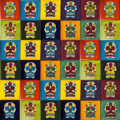Calaveras  - zestaw 10 kolorów płytek Talavera - 30 sztuk