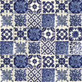 Azul luz - Piastrella in ceramica messicana con motivo della morte