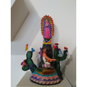 Virgen con Juan Diego - Figurka Matka Boża i Juan Diego, rękodzieło z gliny